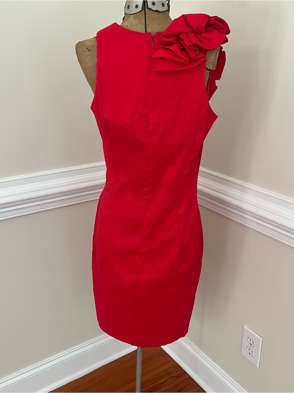 Cache Rosetta Cocktail HOCO Semiformal Red Ruffle Holiday Dress - Picture 2 of 8